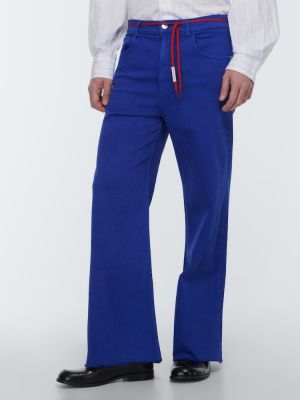 Βαμβακερό παντελόνι με ίσιο πόδι Marni μπλε