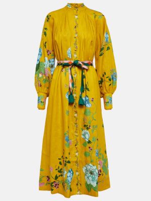 Květinové midi šaty Alã©mais žluté