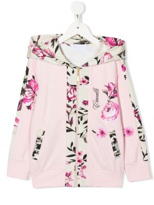 Trykt floral zip hettegenser for jenter Roberto Cavalli Junior rosa