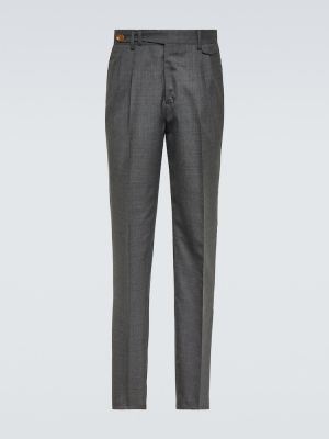 Vlněné rovné kalhoty Brunello Cucinelli šedé