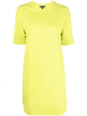 Fleecové šaty s výšivkou jersey Armani Exchange zelené