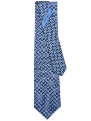 Seiden krawatte mit print Ferragamo blau