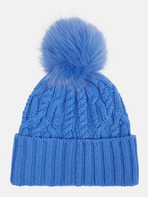 Кашмирена вълнена шапка Moncler синьо