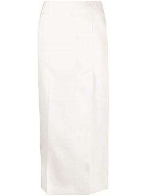 Hodvábna midi sukňa Gia Studios biela