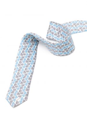 Raštuotas šilkinis kaklaraištis su širdelėmis Prada