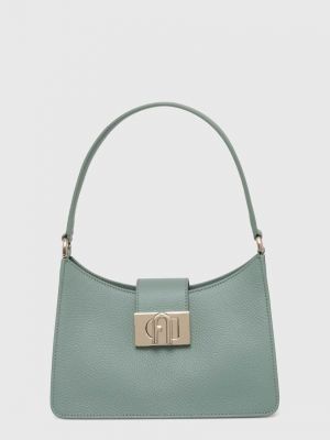 Кожаная сумка шоппер Furla зеленая