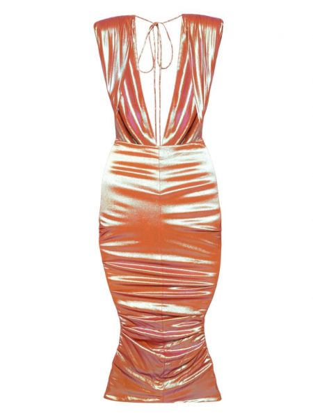 Drapiruotas vakarinė suknelė Alexandre Vauthier oranžinė