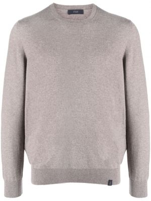 Вълнен пуловер с кръгло деколте Fay сиво