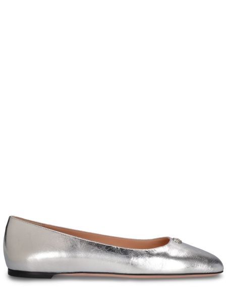 Bőr balerina cipők Bally ezüstszínű