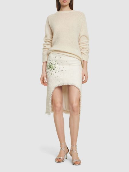 Tvídové mini sukně Des Phemmes bílé