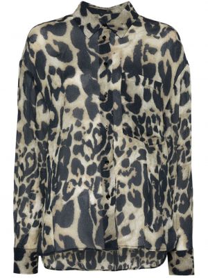 Krepová košeľa s potlačou s leopardím vzorom Iro