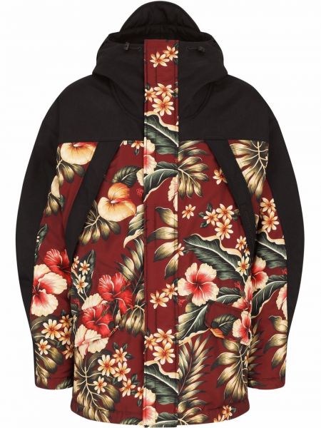 Abrigo de flores con capucha con estampado Dolce & Gabbana negro