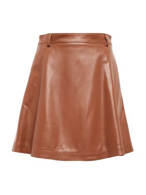 Mini falda de cuero Polo Ralph Lauren marrón