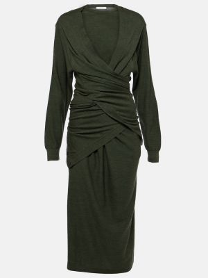 Шерстяное платье миди Lemaire зеленое