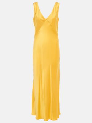Jedwabna sukienka długa Asceno żółta