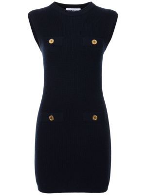 Mini vestido de lana sin mangas de punto Moschino negro