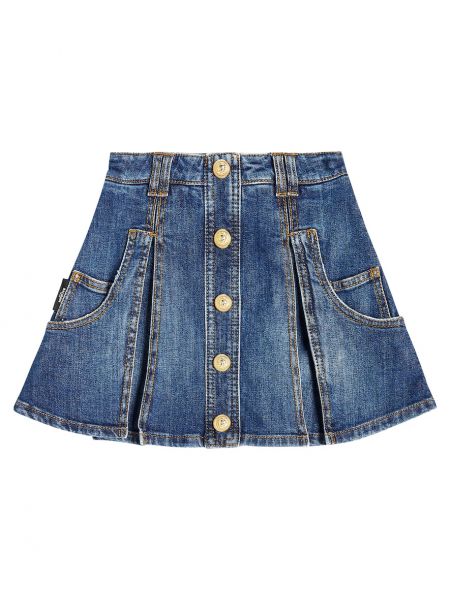 Plisseret denimnederdel for piger Balmain Kids blå