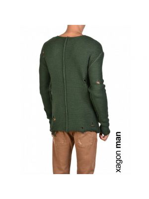 Sweter z przetarciami Xagon Man zielony