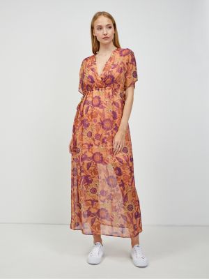 Sukienka długa w kwiatki Orsay pomarańczowa