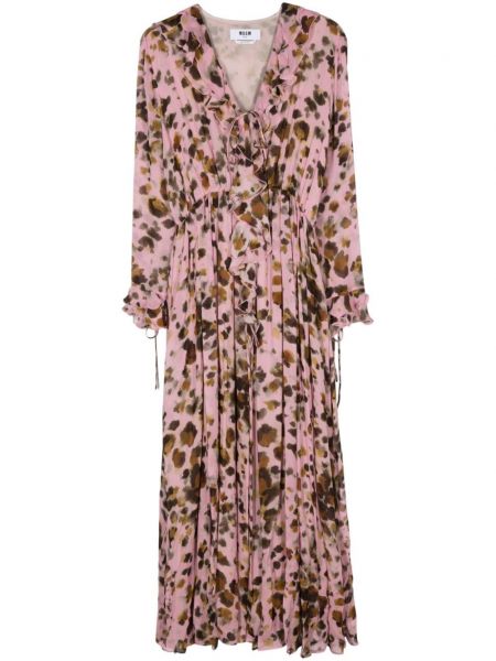 Rozšířené šaty s potiskem s abstraktním vzorem Msgm růžové