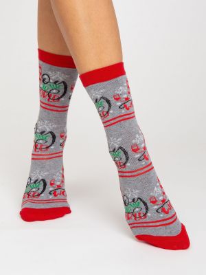Čarape s printom Fashionhunters siva