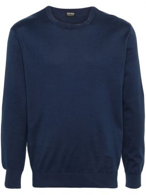 Памучен пуловер Zegna синьо