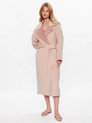 Vlnený priliehavý kabát Calvin Klein ružová