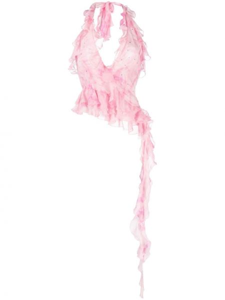 Копринена вратовръзка с tie-dye ефект Alessandra Rich розово
