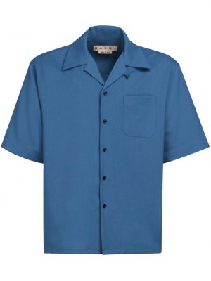 Vlněná košile s tropickým vzorem Marni modrá