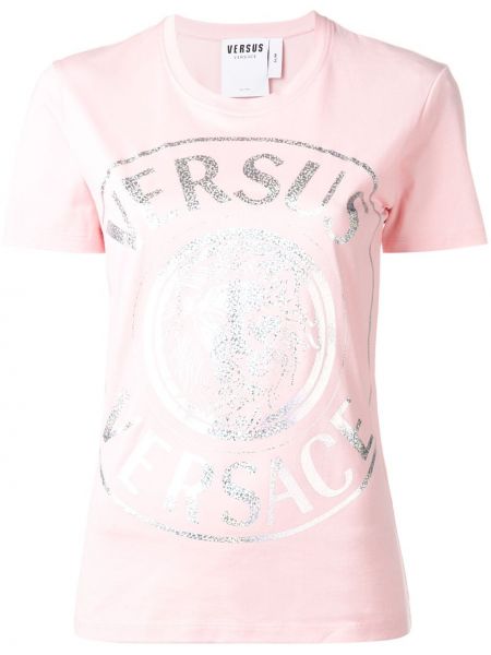 T-shirt z nadrukiem bawełniana z krótkim rękawem Versus - różowy