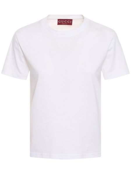 T-shirt en coton en jersey Gucci blanc