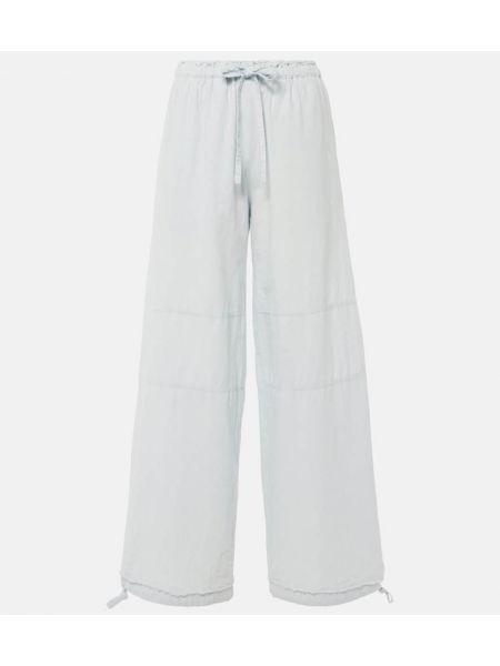 Pantalones de lino de algodón Acne Studios azul
