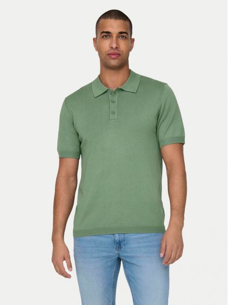 Tricou polo Only & Sons verde