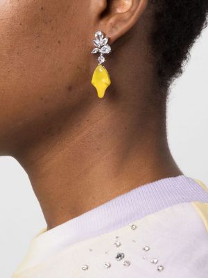 Boucles d'oreilles à imprimé à boucle en cristal Ottolinger jaune