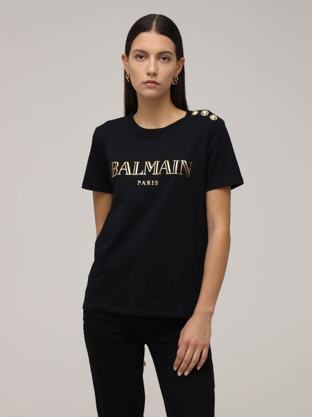 Bavlněné tričko jersey Balmain černé