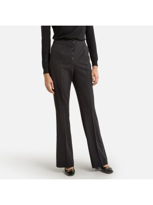 Pantalones rectos de cintura alta con botones Naf Naf negro