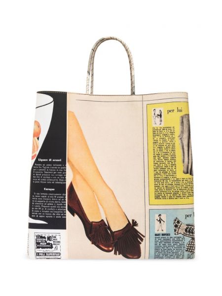 Kožna shopper torbica s printom Bottega Veneta
