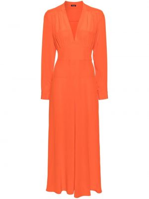 Μεταξωτή μίντι φόρεμα με λαιμόκοψη v Kiton πορτοκαλί