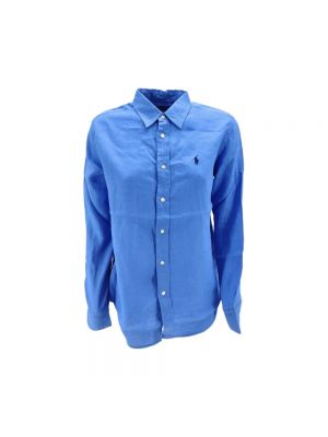 Lniana koszula relaxed fit Ralph Lauren niebieska