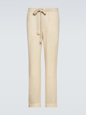 Μάλλινο παντελόνι με ίσιο πόδι Auralee λευκό