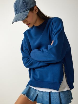 Megztas džemperis su užtrauktuku Happiness İstanbul mėlyna