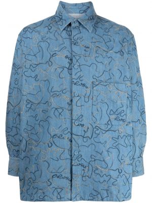 Rifľová košeľa s výšivkou Croquis modrá