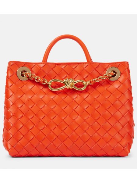 Lær mini bag Bottega Veneta oransje