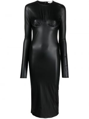 Kožené midi šaty Alessandro Vigilante černé
