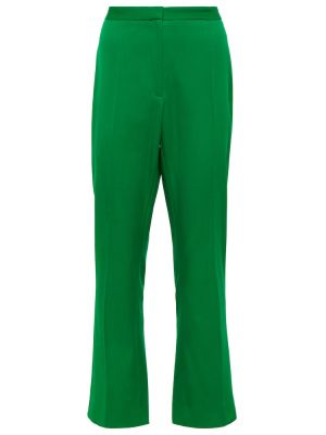 Vlněné rovné kalhoty Oscar De La Renta zelené