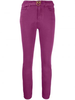 Skinny fit džínsy s nízkym pásom s prackou Pinko fialová