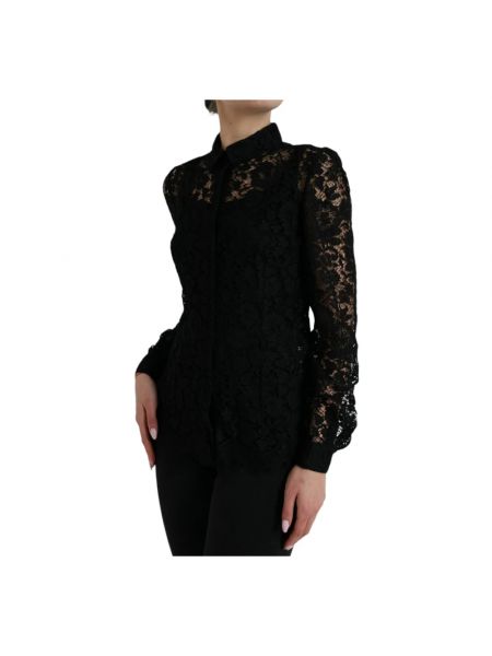 Blusa de flores de encaje Dolce & Gabbana negro