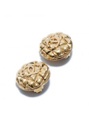 Pikowane kolczyki na guziki Chanel Pre-owned złote
