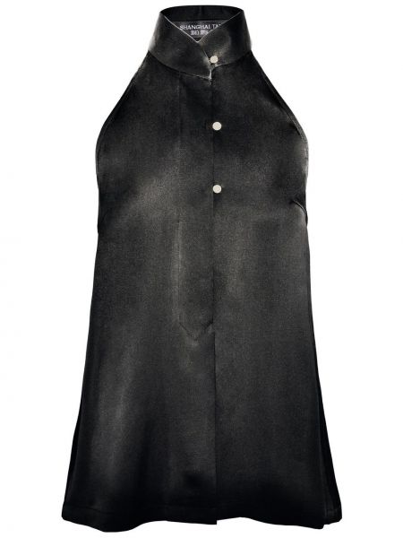 Копринена блуза със стояща яка Shanghai Tang черно