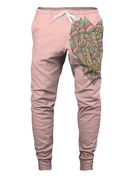 Pantaloni sport cu motiv cu inimi Aloha From Deer roz